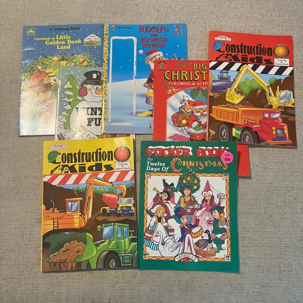 Vintage Coloring Book Lot 30+ 80s 90s Disney Sesame Street Lisa Frank Christmas